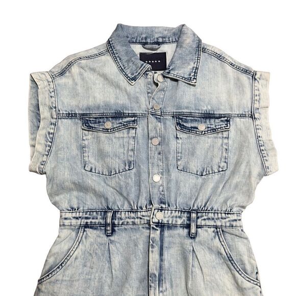 Blank NYC Light Wash Denim Short Sleeve Romper LARGE NWT - Picture 6 of 16